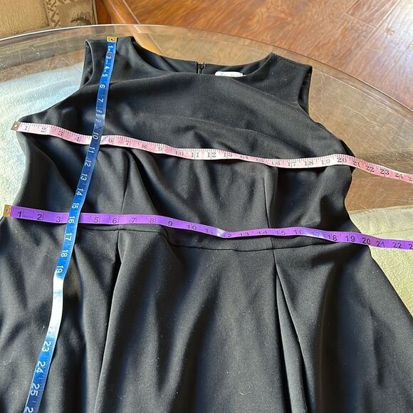 Calvin Klein Black White A-Line Midi Dress  16W Pleated Polyester Rayon Spandex - Picture 11 of 11